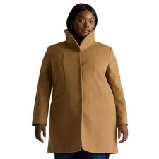 NWOT Quince Women's Small Italian Wool Cocoon Coat Caramel Tan Retro $175 5116