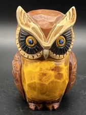 Napcoware Owl Coin Bank   Mid-Century Japan, Blue Rhinestone Eyes, Vintage