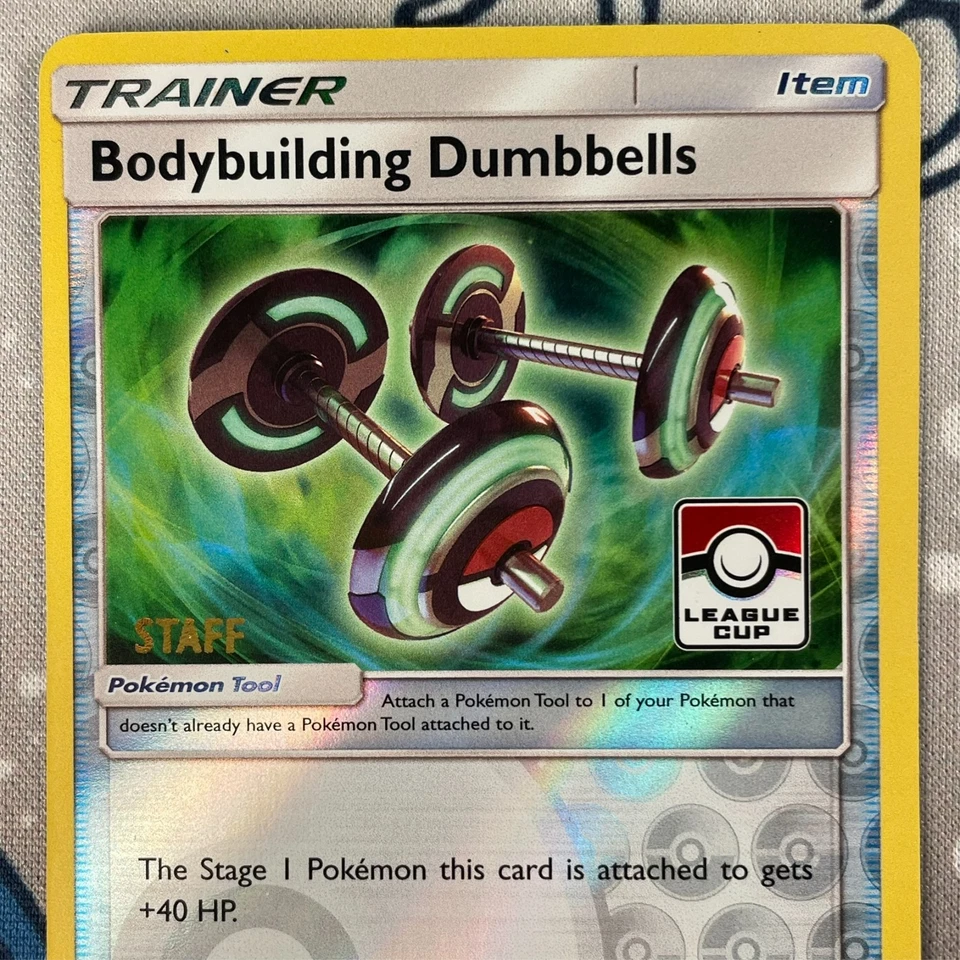 Bodybuilding Dumbbells 113/147 STAFF Promo Reverse Holo Pokemon League Cup NM - Image 2 of 3
