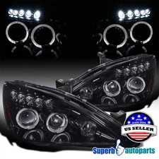 Fits 2003-2007 Accord Halo Projector Headlight LED Head Lamp Glossy Black Smoke
