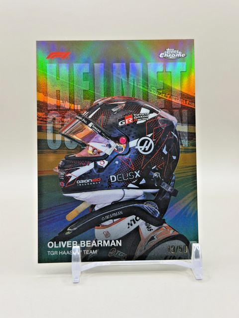 2026 Topps Chrome F1 Helmet Collection Oliver Bearman Gold Refractor 19/50