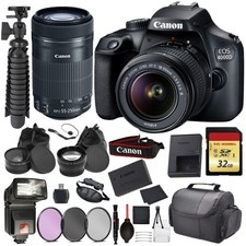 Canon EOS Rebel 4000D Digital SLR Camera EF-S 18-55mm EF-S 55-250mm STM Blac