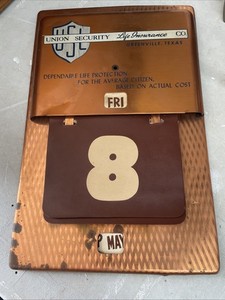 Vintage Union Security Life Insurance Copper Color Calendar Complete