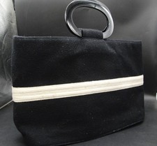 echt COURREGES schwarz/weiß Filz Beuteltasche Tasche Handtasche rund Harz Griff B838