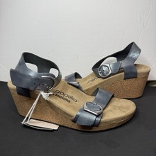 Papillio By Birkenstock Soley Wedge Metallic Silver Womens Sandals Sz 6 NEW 