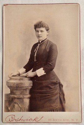 Antique Cabinet Card Lovely Standing Woman Taken By Bostwick of New York