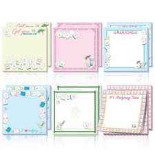 BORNERWHITE 12PCS Mahjong Sticky Notes Pads 3x3 Inch Mahjong Style Notepads M...