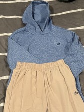 Rbx Active Hoodie Joggers Set Boys Size 12 Blue Heather Fleece Khaki 2-Piece