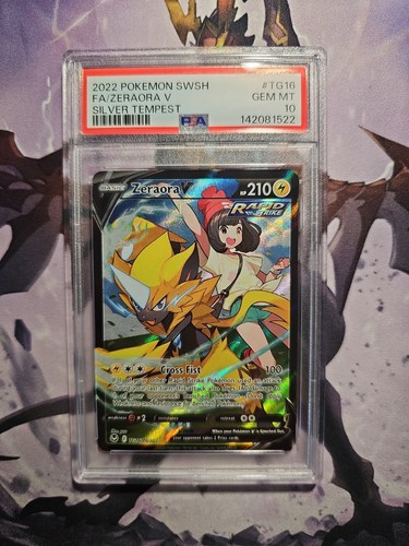 2022 POKEMON SWORD & SHIELD SILVER TEMPEST #TG16 FULL ART/ZERAORA V PSA 10