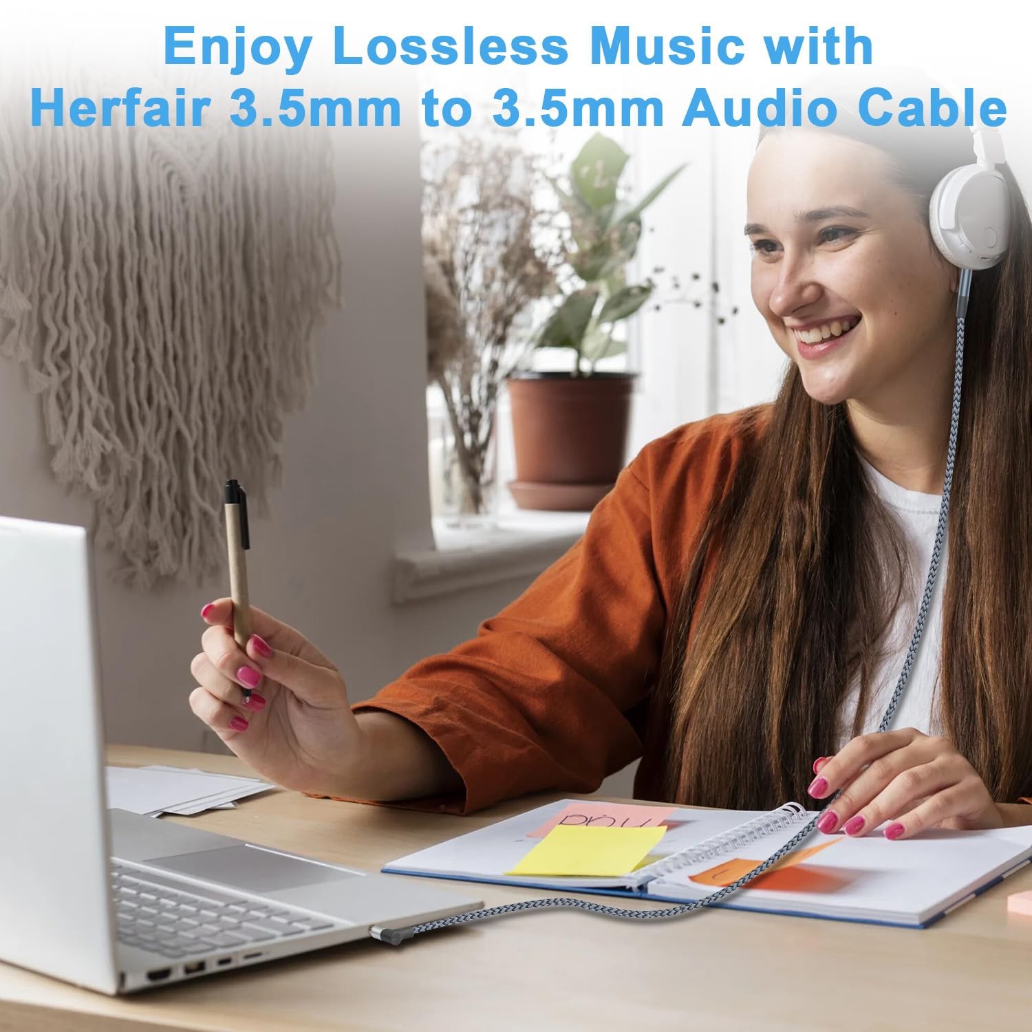 Herfair 3.5mm to 2.5mm Aux Cable Male to Male Audio Cord Replacement Headphon...