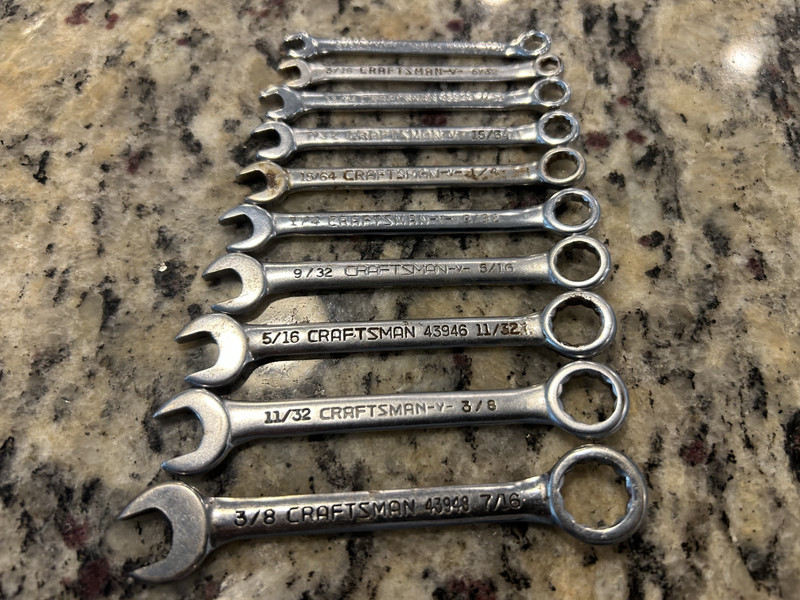 Craftsman 10 pic SAE combination ignition  wrench set 43441 super tuff steel USA