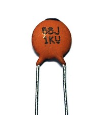 100pc Disc Ceramic Capacitor 68pF 1KV J  5 NP0 Pitch 5mm RoHS Taiwan NPO