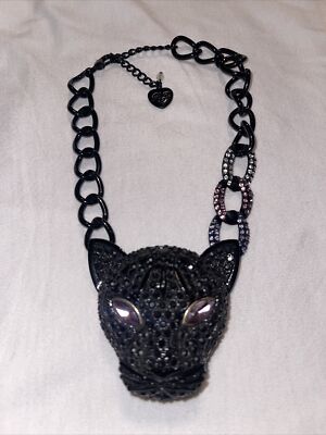 Betsey Johnson Black Panther necklace Black Panther Jaguar Necklace, Unique Gift Idea, Glossy or  main image 2
