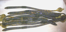 Manns 12" Jelly Worm 10 PK Green Pumpkin Worm Bass Fishing Lure Discontinued