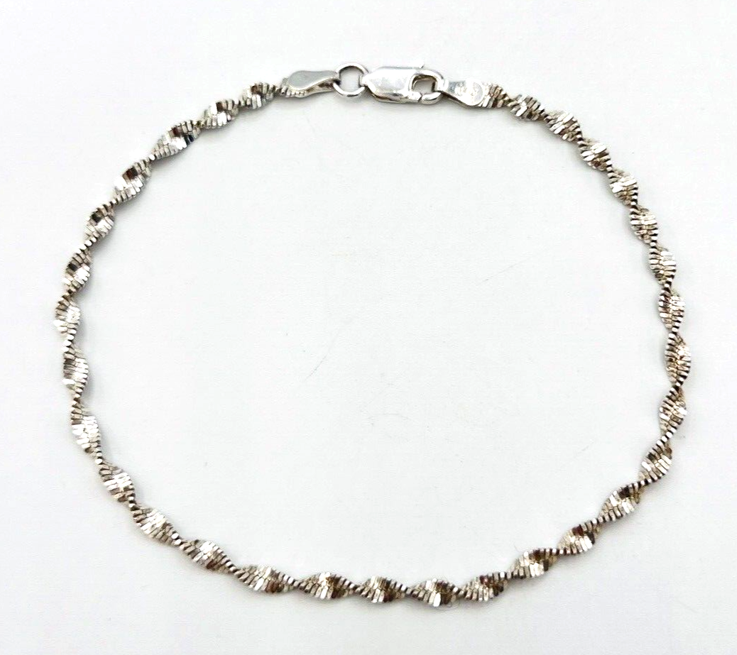 Vintage IBB 925 ITALY Sterling Silver Twisted Chain Bracelet