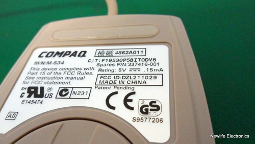 (New) Compaq 337416-001 PS/2 Wired Standard 2 Button Ivory Mouse M-S34 - Picture 4 of 4