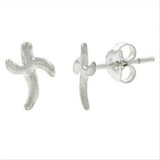 925 Silver Modern Style Cross Small Stud Earrings