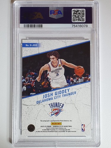 2022 Donruss Elite Josh Giddey #AUTO Impact Impressions - PSA 9 (POP 3) - Picture 3 of 3