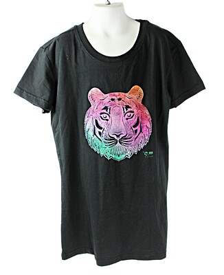 NWT Zoo Tiger T Shirt Australia Multi Color on Black sz 10/S Cotton