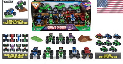 Grave Digger 40th Anniversary 8-Pack with Ramp & Accessories - 1