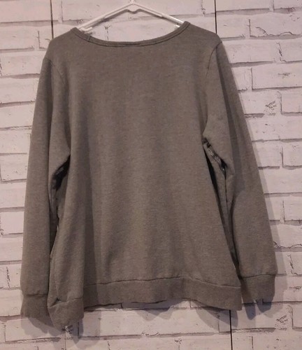 Torrid Women's Size 1 Sweatshirt Gray Rhinestone Bling Long Sleeve Stretch Fit - Picture 5 of 7