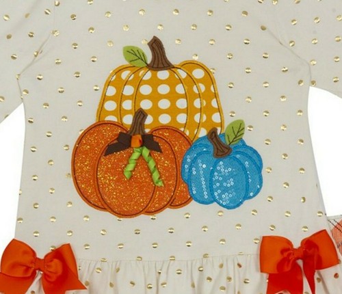 Rare Editions Little Girl's Pumpkin Applique Tunic & Legging Set-Size-5, 6 or 6X - Picture 2 of 3
