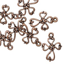10 Antiqued Copper Plated Pewter Double Sided 16.5x14.5mm Open Cross Charms