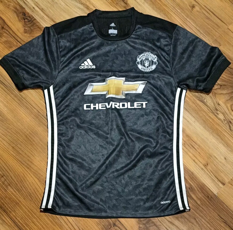 Adidas Manchester United 2017-18 Away Kit Jersey Shirt Mens L Black