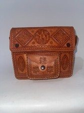 Genuine Leather Handbag Purse Moroccan Women Shoulder Bag Tooled Leather Caramel