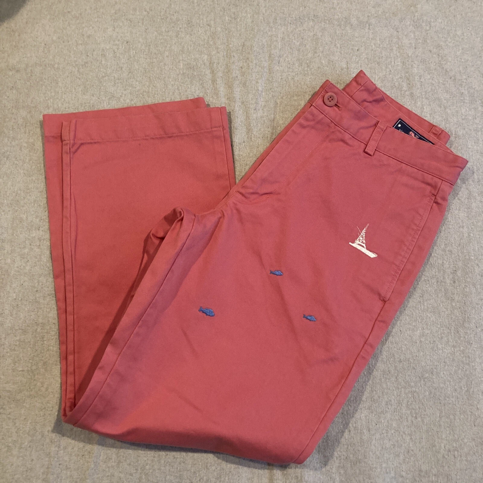 AWESOME - Vineyard Vines - Club Pants - Embroidered Fish & Boat - Size 30"X28"