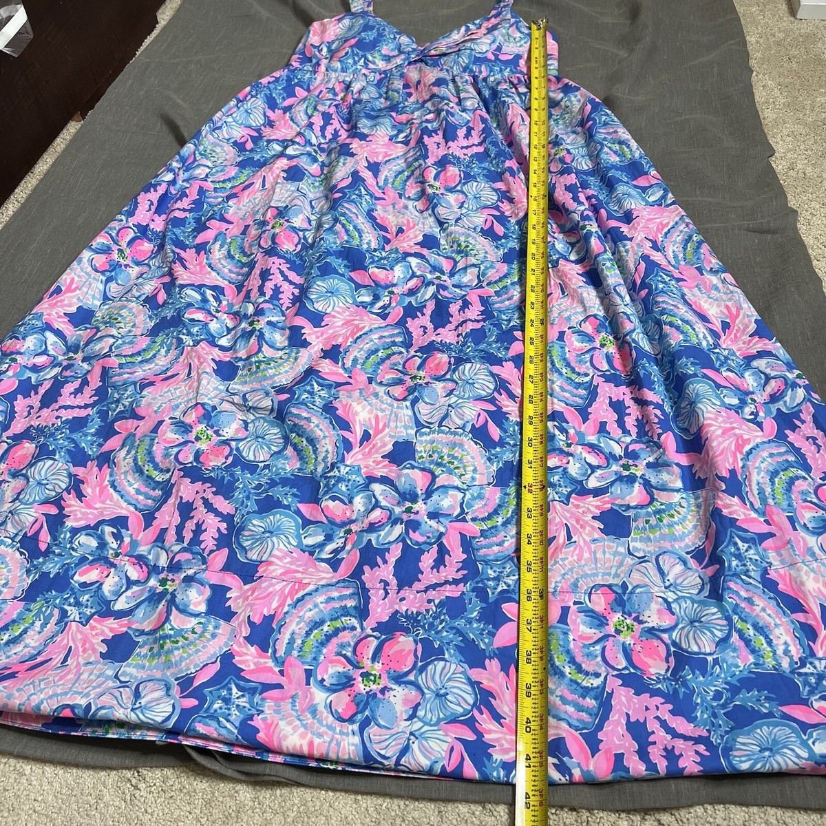 lilly pulitzer azora cotton midi dress Blue Sitting Seaside Sz 4 NWT Ladies dresses Strapless Ball Gown with NO BIS and smocked back panel Item:2-Piece Set (Pinafore Dress+Lace Top)