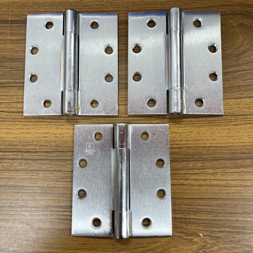 Satin Chrome Hager 001340 4.5”x4” US26D Made USA Hinges Set Of 3 - Picture 2 of 3