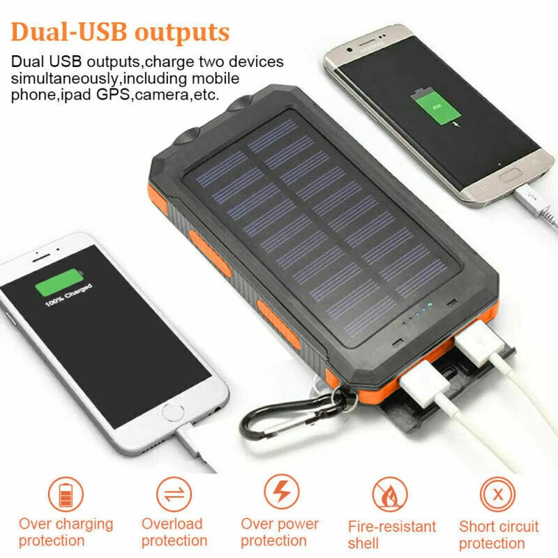 Super Powerful USB Portable Charger Solar Power Bank For Cell Phone - Image 2 of 4