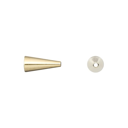 Cone, 10 Gold Plated Brass 12x5mm Bead Cap Cone Terminators with 3.5mm Inside - Picture 2 of 3