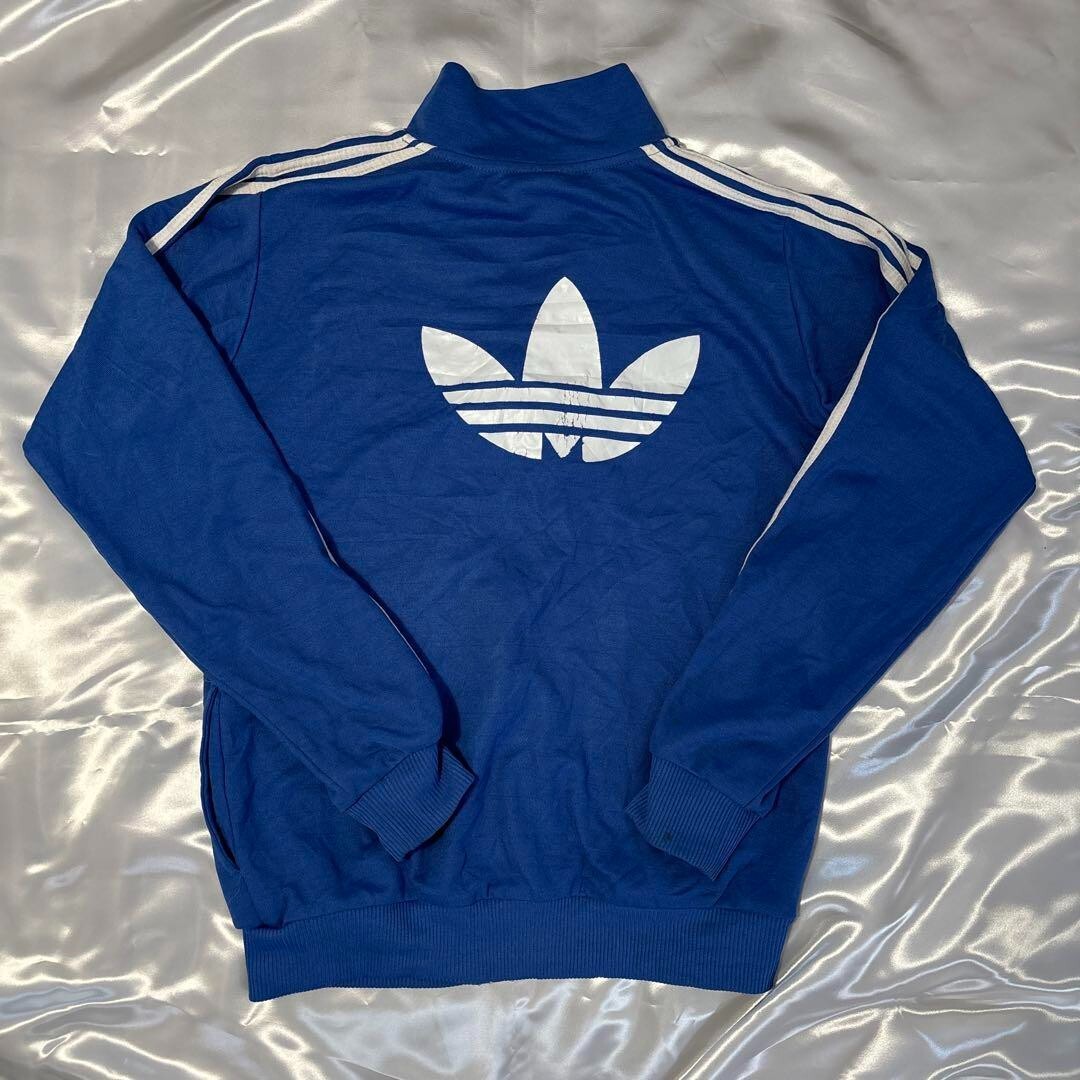 adidas】Vintage 80s adidas track jacket, trefoil, blue, back