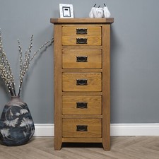 Elm Home and Garden Quality Oak Chest of Drawers rustic finish w55xD40cmxH 116cm