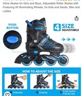 PAPAISON Adjustable Rollerblades Lightup Unisex Youth & Adult Size XL- 8-11.5 — photo 7