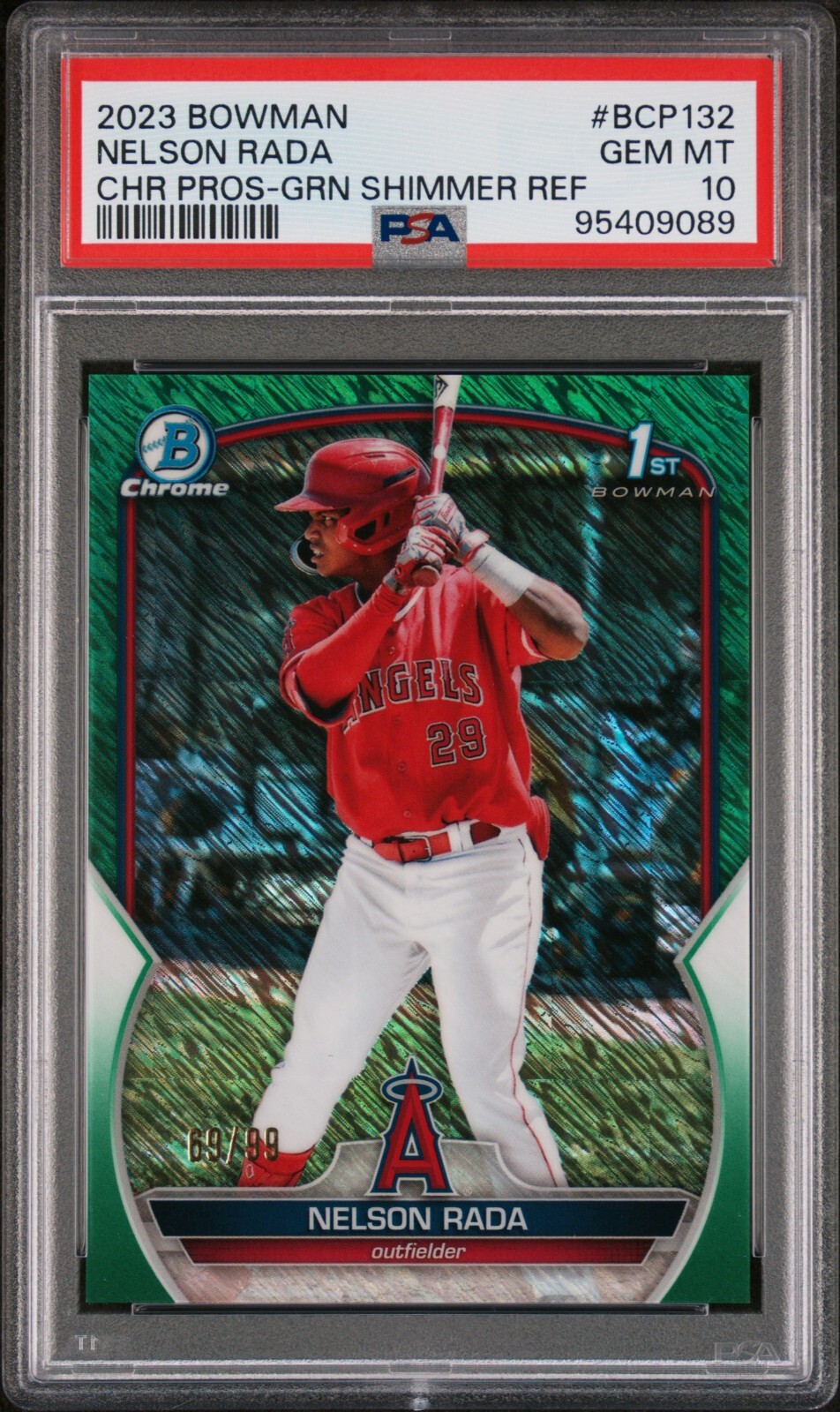 2023 Bowman Chrome Prospects - Green Shimmer - Nelson Rada /99 #BCP132 - PSA10