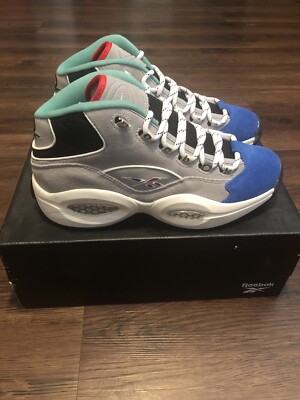 Reebok Question Mid Draft Night 25th Anniversary Gray Blue Sz