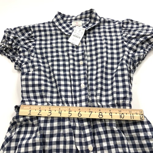 Crewcuts NEW 12 Gingham Check Swing Dress Blue White Puff Sleeves Linen/Cotton - Picture 7 of 16