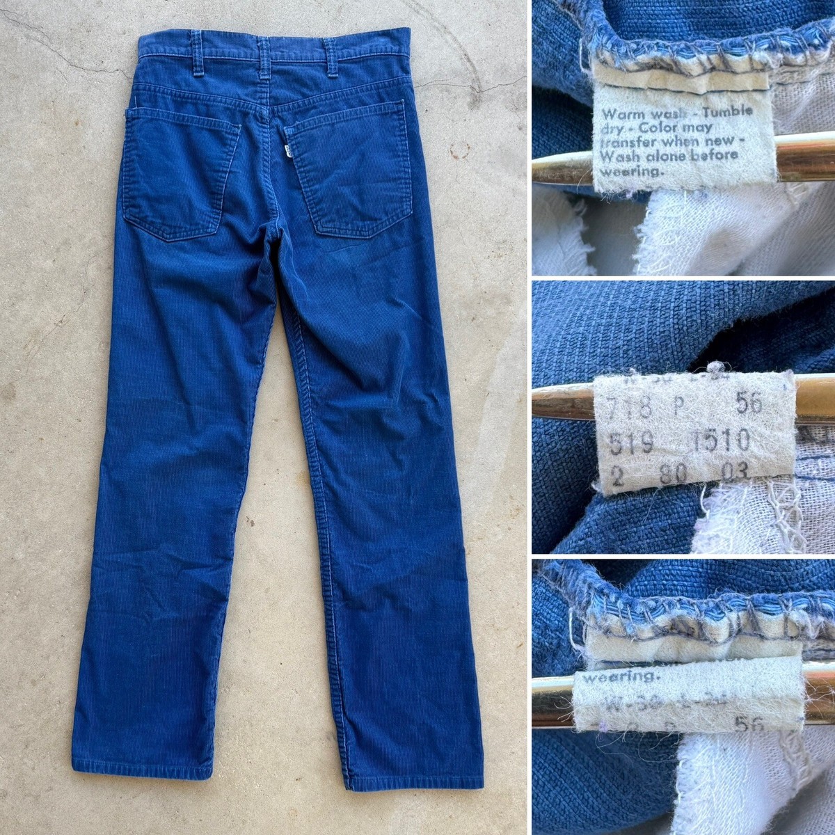 70s 80s Levi's 519 コーデュロイ　TALON ZIP　USA Levi's 519 Vintage 70s Talon Zip Corduroy Retro Pants - Etsy