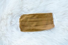3 Pleated100 Silk Check Face mask with Filter Pocket and Nose Wire