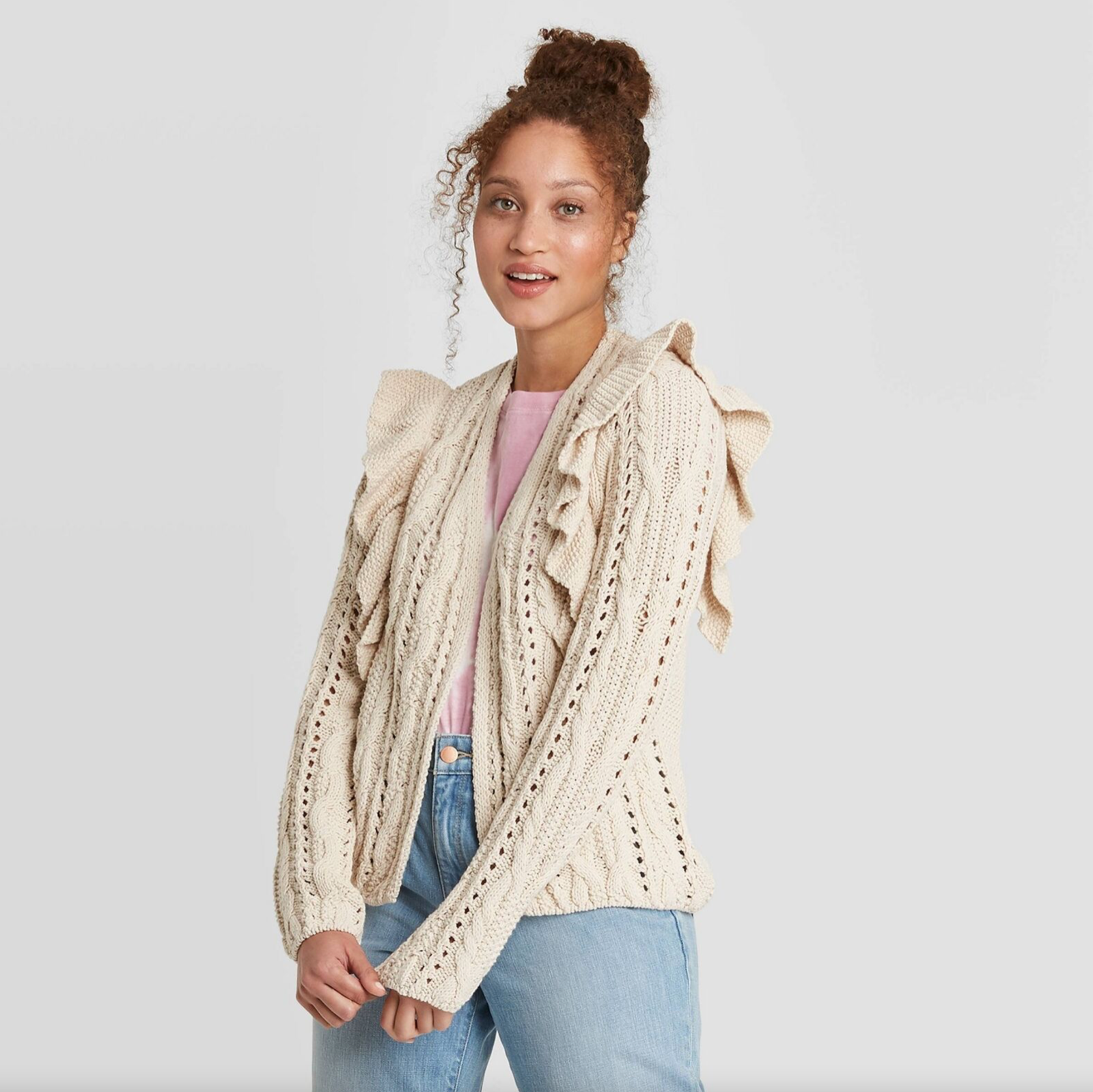 Women's Open Front Ruffle Cardigan 