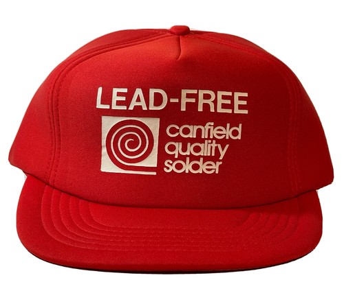 Vtg Lead-Free Canfield Quality Solder Padded Trucker Hat Snapback Cap Red