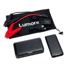 Lumore Pro Jump Starter Kit w/AC Plug  Power Bank w/Cables  Bag-Silver-NEW