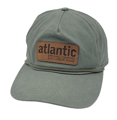 Atlantic Brewing Company Bar Harbor Maine 5-Panel Leather Patch Rope Hat  Cap
