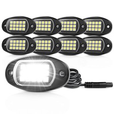 Pure White LED Rock Lights 8 Pods Waterproof Underglow Underbody Lamp Car Truck