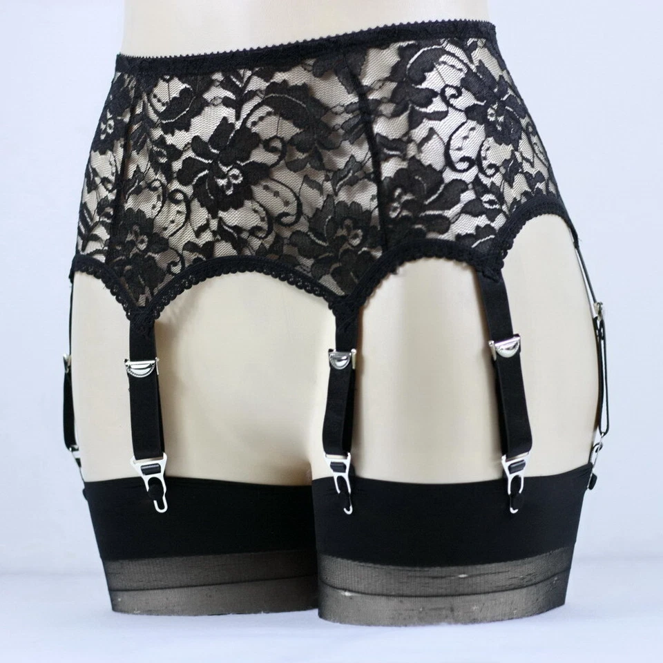 Luxallacki Liguero Floral de Encaje Hueco con 6 Correas Cierre de Metal Lencería Foto 4 de 4