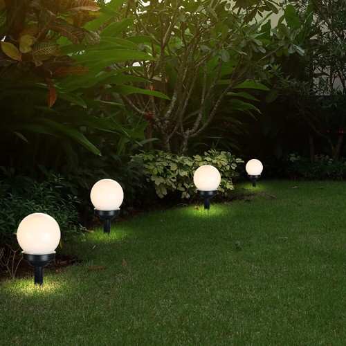 Außenleuchte Solarlampe Kugelleuchte Stecklampe LED Erdspieß weiß Garten Hof 4x - Bild 11 von 12