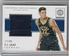 2017-18 PANINI ENCASED SUBSTANTIAL SWATCHES ROOKIE JERSEY T.J. LEAF /99 PACERS